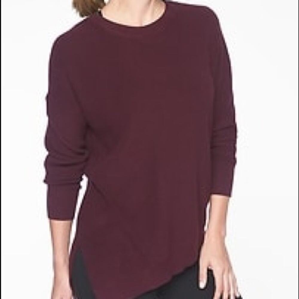 Athleta Rest Day Asymmetrical Hem Crewneck Sweater Auberge Size Small